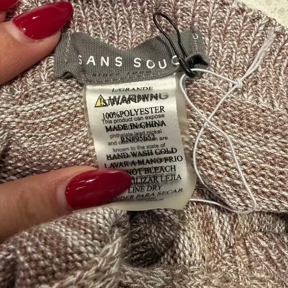 Sans Souci Halter Knit Mini Dress Brown Neutral Stretch Bodycon Large Vacation - Picture 6 of 9